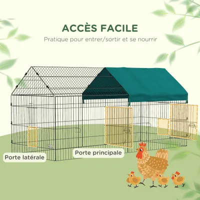 PawHut - Enclos petits animaux-2 portes, 2 trappes, abri - noir vert PawHut - Enclos petits animaux-2 portes, 2 trappes, abri - noir vert