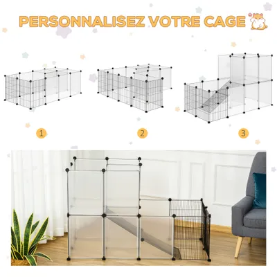 PawHut - Enclos Modulable pour Rongeurs 2 Niveaux 27 Panneaux-noir PawHut - Enclos Modulable pour Rongeurs 2 Niveaux 27 Panneaux-noir