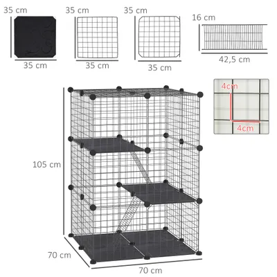 PawHut - Enclos modulable pour rongeurs 3 niveaux 39 panneaux-noir PawHut - Enclos modulable pour rongeurs 3 niveaux 39 panneaux-noir