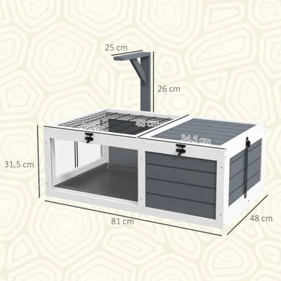 PawHut - Maison enclos pour tortue avec 2 espaces bois - gris PawHut - Maison enclos pour tortue avec 2 espaces bois - gris
