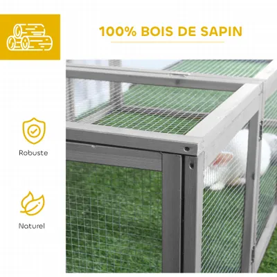 PawHut - Clapier à lapins intérieur/extérieur 2 portes sup. H.48cm - gris