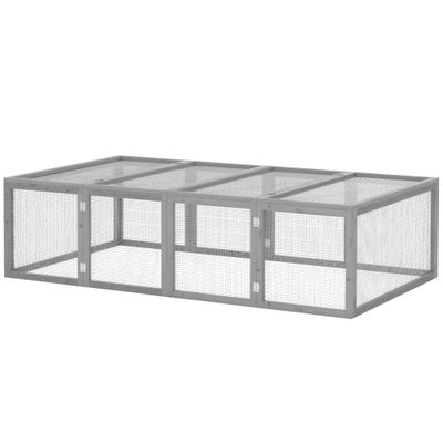 PawHut - Clapier à lapins intérieur/extérieur 2 portes sup. H.48cm - gris