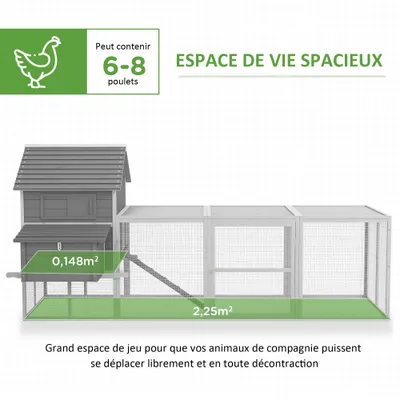 PawHut - Poulailler-sur-pied-multi-équipement-H.149cm - gris PawHut - Poulailler-sur-pied-multi-équipement-H.149cm - gris