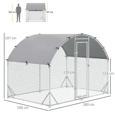 PawHut - Enclos Couvert Poulailler/Chenil 5,32m² Acier Galvanisé H.197cm