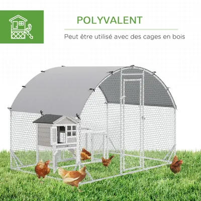 PawHut - Enclos Couvert Poulailler/Chenil 5,32m² Acier Galvanisé H.197cm