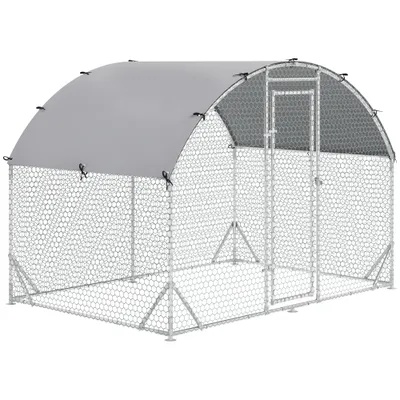 PawHut - Enclos Couvert Poulailler/Chenil 5,32m² Acier Galvanisé H.197cm