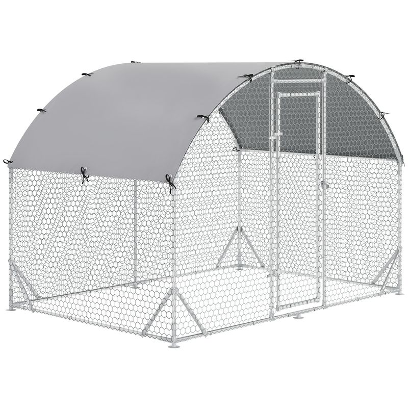 PawHut - Enclos Couvert Poulailler/Chenil 5,32m² Acier Galvanisé H.197cm