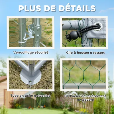 PawHut - Enclos poulailler chenil avec toit et acier galvanisé H.190cm