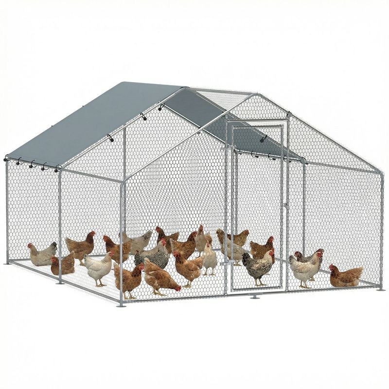 PawHut - Enclos poulailler chenil avec toit et acier galvanisé H.190cm