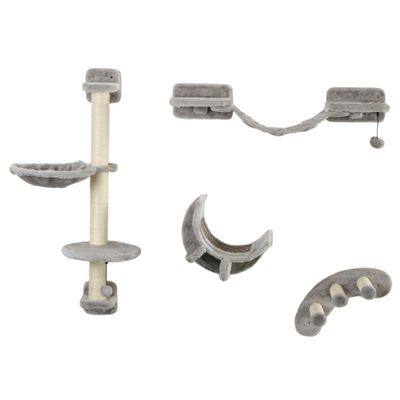 PawHut - Mur d'escalade chat avec hamac passerelle grattoir balles - gris