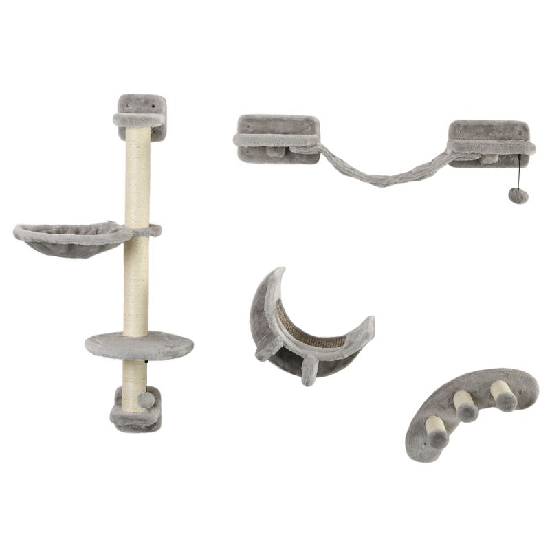 PawHut - Mur d'escalade chat avec hamac passerelle grattoir balles - gris