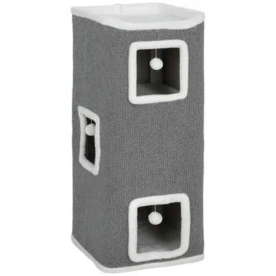 PawHut - Tour pour chat 4 niv 3 boules plateforme obs H.100cm-gris blanc PawHut - Tour pour chat 4 niv 3 boules plateforme obs H.100cm-gris blanc