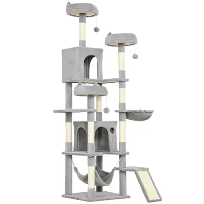 PawHut+-Arbre à chat XXL multi-activités-H.192 cm-gris clair