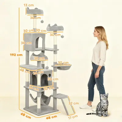 PawHut+-Arbre à chat XXL multi-activités-H.192 cm-gris clair PawHut+-Arbre à chat XXL multi-activités-H.192 cm-gris clair