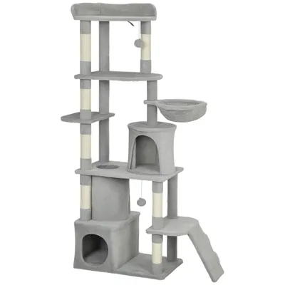 PawHut - Arbre à chat multi-activités H.170cm-gris clair