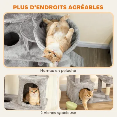 PawHut - Arbre à chat multi-activités H.170cm-gris clair PawHut - Arbre à chat multi-activités H.170cm-gris clair
