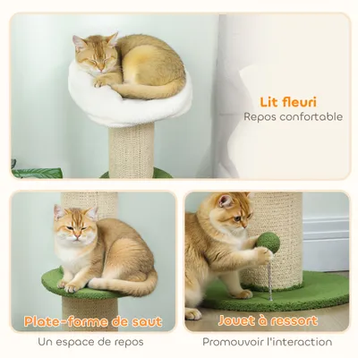 PawHut - Arbre à chat design fleurs, plateforme, panier, boule H.92cm PawHut - Arbre à chat design fleurs, plateforme, panier, boule H.92cm