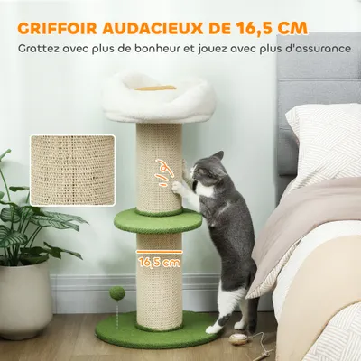 PawHut - Arbre à chat design fleurs, plateforme, panier, boule H.92cm PawHut - Arbre à chat design fleurs, plateforme, panier, boule H.92cm