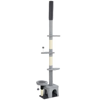 PawHut - arbre à chat tour réglable H.225-255cm-gris