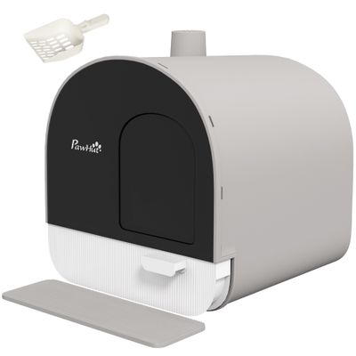 PawHut - Maison de toilette litière chat porte battante pelle filtre