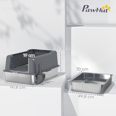 PawHut - Maison de toilette XXL 85L H.35cm-gris