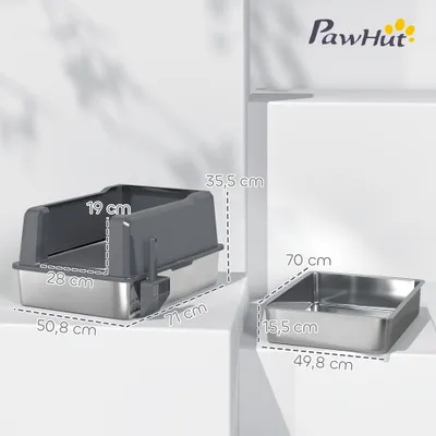 PawHut - Maison de toilette XXL 85L H.35cm-gris