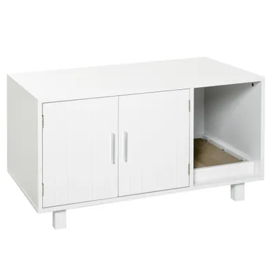 PawHut - Litière Chat 2 portes, niche, grattoir amovible-blanc PawHut - Litière Chat 2 portes, niche, grattoir amovible-blanc