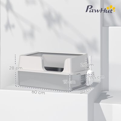 PawHut - Maison de toilette bac à litière pour chat H.28cm-gris clair