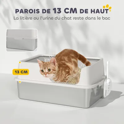 PawHut - Maison de toilette bac à litière pour chat H.28cm-gris clair PawHut - Maison de toilette bac à litière pour chat H.28cm-gris clair