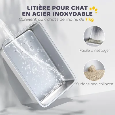 PawHut - Bac à Litière Fermé avec pelle, 2 portes et désodorisant - blanc PawHut - Bac à Litière Fermé avec pelle, 2 portes et désodorisant - blanc