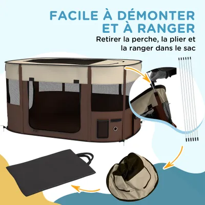 PawHut - ParcPliableChien-marron PawHut - ParcPliableChien-marron