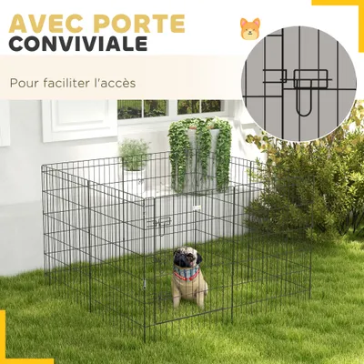 PawHut - Parc enclos modulable chien porte verrouillable H.91cm - noir PawHut - Parc enclos modulable chien porte verrouillable H.91cm - noir