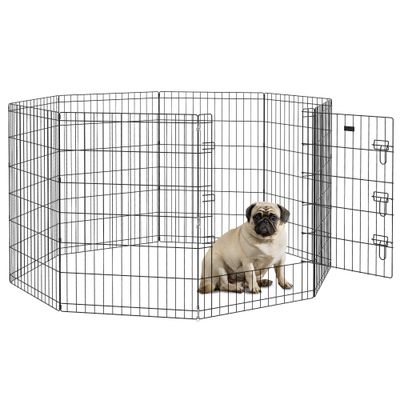 PawHut - Parc enclos modulable chien porte verrouillable H.91cm - noir