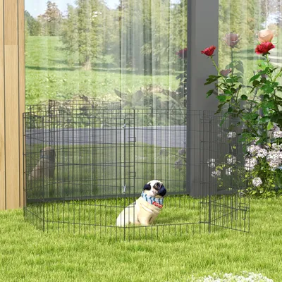 PawHut - Parc enclos modulable chien porte verrouillable H.91cm - noir PawHut - Parc enclos modulable chien porte verrouillable H.91cm - noir