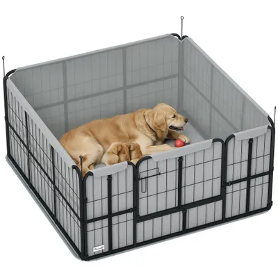 PawHut - Parc mise bas chien - porte verrouillable, tapis lavable - noir