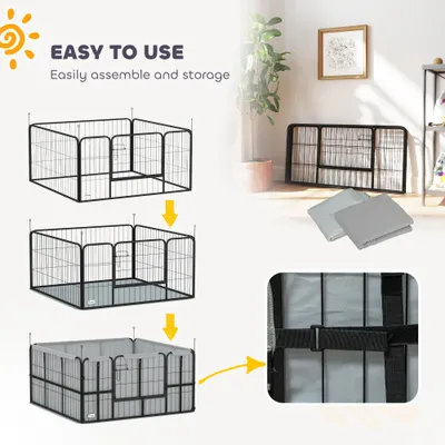 PawHut - Parc mise bas chien - porte verrouillable, tapis lavable - noir