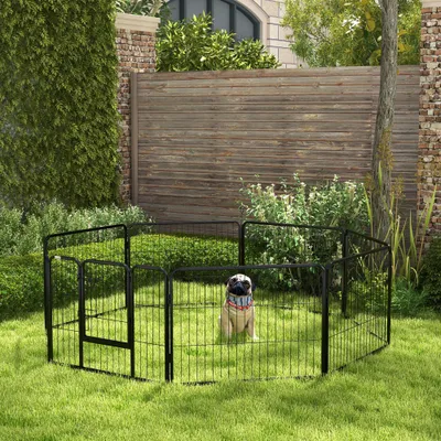 PawHut - Parc Enclos Modulable Acier Porte Verrouillable H.60cm - Noir PawHut - Parc Enclos Modulable Acier Porte Verrouillable H.60cm - Noir