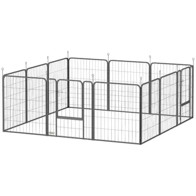 PawHut - Parc enclos chien modulable pliable 12 panneaux H.80cm  noir