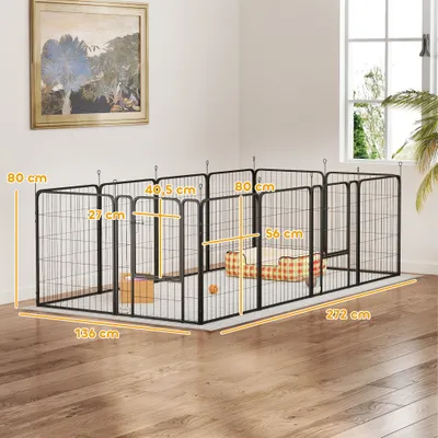 PawHut - Parc enclos chien modulable pliable 12 panneaux H.80cm noir PawHut - Parc enclos chien modulable pliable 12 panneaux H.80cm noir