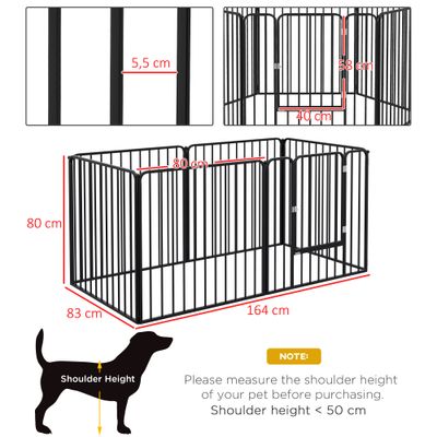 PawHut - Parc enclos modulable pour chien porte 6 panneaux - noir