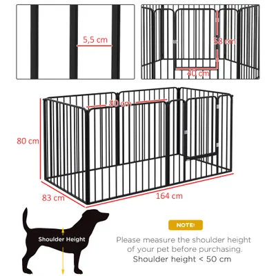 PawHut - Parc enclos modulable pour chien porte 6 panneaux - noir PawHut - Parc enclos modulable pour chien porte 6 panneaux - noir