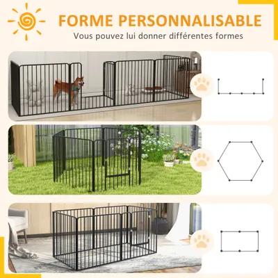 PawHut - Parc enclos modulable pour chien porte 6 panneaux - noir PawHut - Parc enclos modulable pour chien porte 6 panneaux - noir