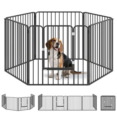 PawHut - Parc enclos modulable pour chien porte 6 panneaux - noir