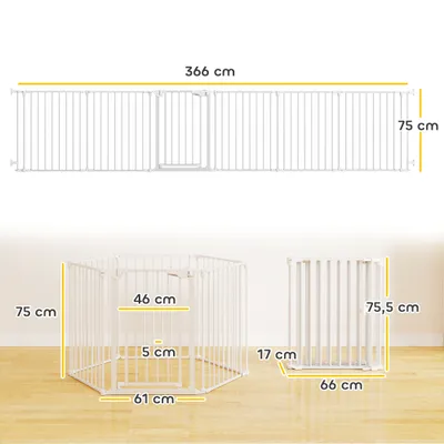 PawHut - Barrière sécurité pliable modulable porte double verrou. - blanc