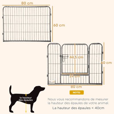 PawHut - Enclos Chien Modulable PliableH.60cm-Gris Moucheté