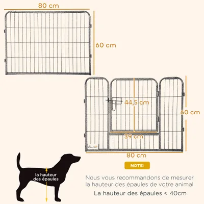 PawHut - Enclos Chien Modulable PliableH.60cm-Gris Moucheté
