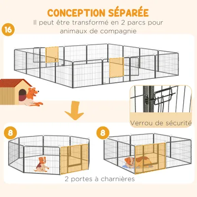 PawHut - Enclos Chien Modulable PliableH.60cm-Gris Moucheté