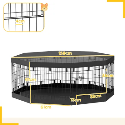 PawHut - Parc chien modulable 8 panneaux pliables avec porte, bâche - noir PawHut - Parc chien modulable 8 panneaux pliables avec porte, bâche - noir