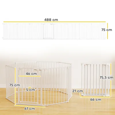 PawHut - Barrière pliable modulable 8 panneaux double verrouillage-blanc