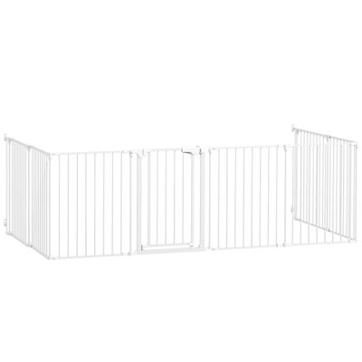 PawHut - Barrière pliable modulable 8 panneaux double verrouillage-blanc